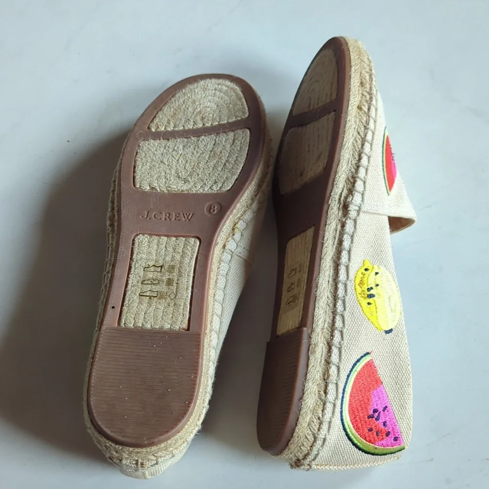 J. Crew Fruit Embroidered Espadrille Loafer 8 Beige